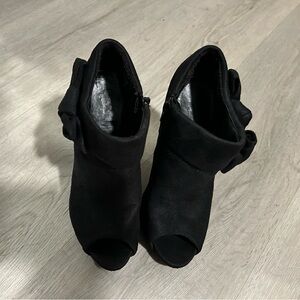Glaze Black Ankle Booties with Peep-Toe Design
